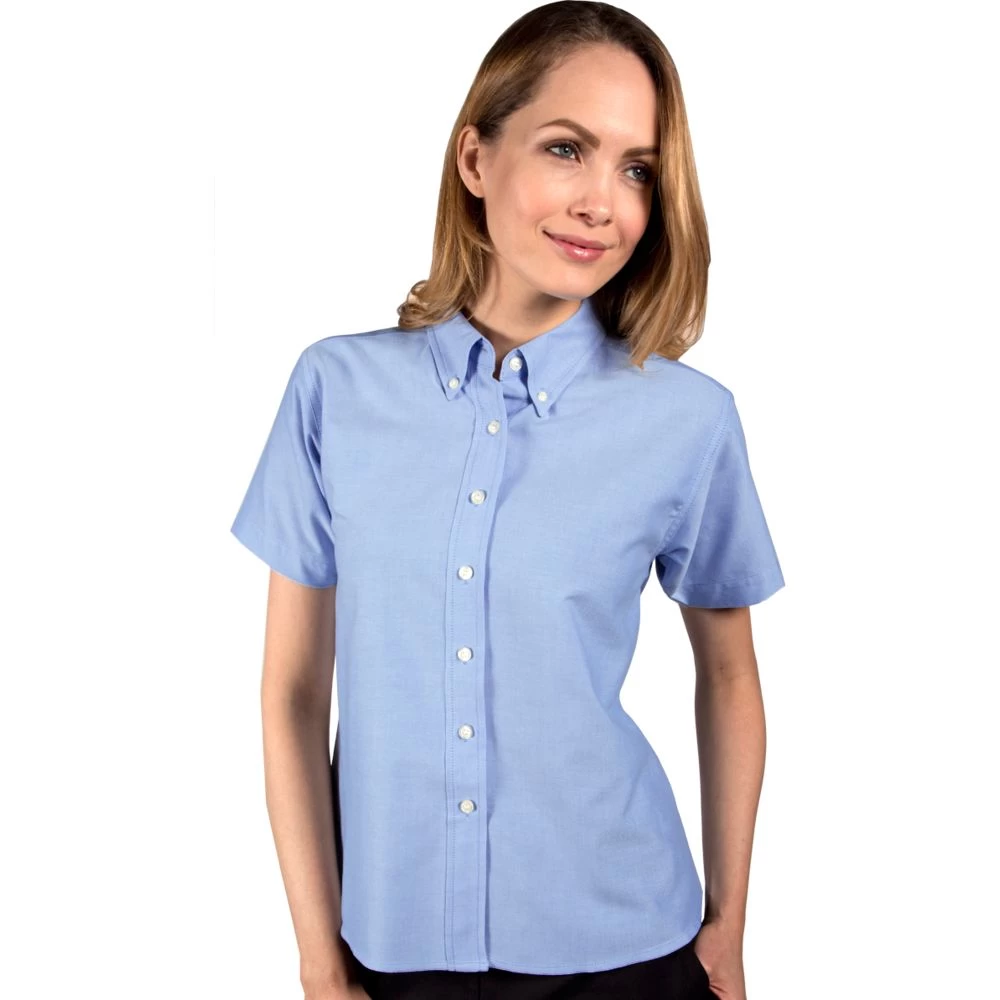 Blue Generation Ladies' Short Sleeve Oxford Shirt 1 Blue Generation Ladies' Short Sleeve Oxford Shirt