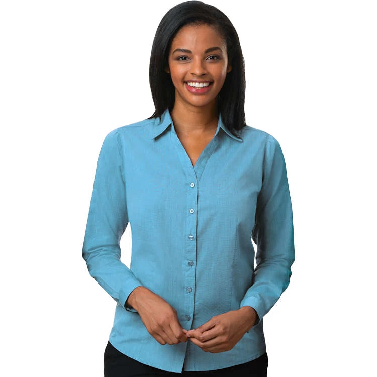 Blue Generation Ladies' Long Sleeve Crossweave Shirt 1 Blue Generation Ladies' Long Sleeve Crossweave Shirt