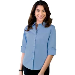 Blue Generation Ladies' 3/4 Sleeve Stretch Poplin Shirt