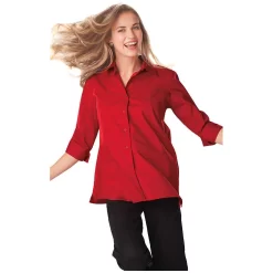 Blue Generation Ladies' 3/4 Sleeve Poplin Swing Shirt