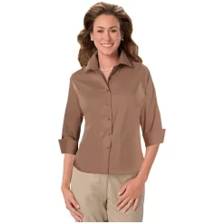 Blue Generation Ladies' 3/4 Sleeve Fine Line Twill Shirt