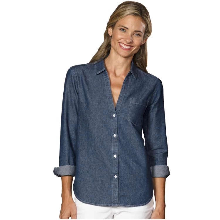 Blue Generation Ladies' 100% Cotton Untucked Denim Long Sleeve Shirt 1 Blue Generation Ladies' 100% Cotton Untucked Denim Long Sleeve Shirt