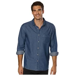 Blue Generation Men's 100% Cotton Untucked Denim Long Sleeve Shirt
