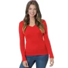 Bayside Junior Fine Jersey Long Sleeve Deep V-Neck Tee