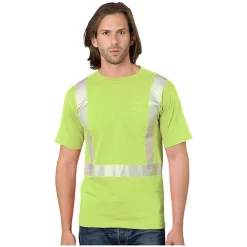 Bayside Hi-Vis 100% 6.1 Oz. Cotton Pocket Crew Tee Segmented Striping