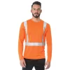 Bayside Hi-Vis Long Sleeve Performance Crew Tee Solid Striping