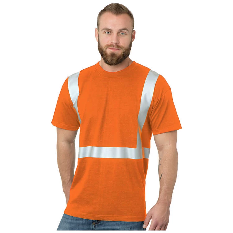 Bayside Hi-Vis 50/50 Crew Tee Solid Striping 1 Bayside Hi-Vis 50/50 Crew Tee Solid Striping