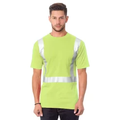 Bayside Hi-Vis 100% 6.1 Oz. Cotton Pocket Crew Tee Solid Striping