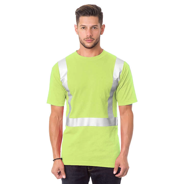 Bayside Hi-Vis 100% 6.1 Oz. Cotton Pocket Crew Tee Solid Striping 1 Bayside Hi-Vis 100% 6.1 Oz. Cotton Pocket Crew Tee Solid Striping