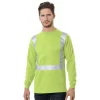 Bayside Hi-Vis 50/50 Long Sleeve Pocket Crew Tee Solid Striping