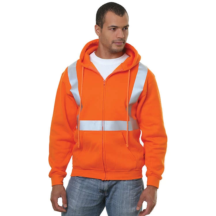 Bayside Hi-Vis Full Zip Hoodie Solid Striping 1 Bayside Hi-Vis Full Zip Hoodie Solid Striping