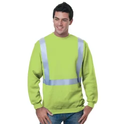 Bayside Hi-Vis 9.5 Oz. Crewneck Sweatshirt Solid Striping