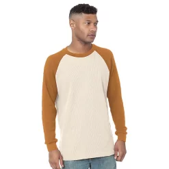 Bayside Heavyweight 7.5 Oz. Waffle Knit Thermal Raglan With Cuff Sweatshirt