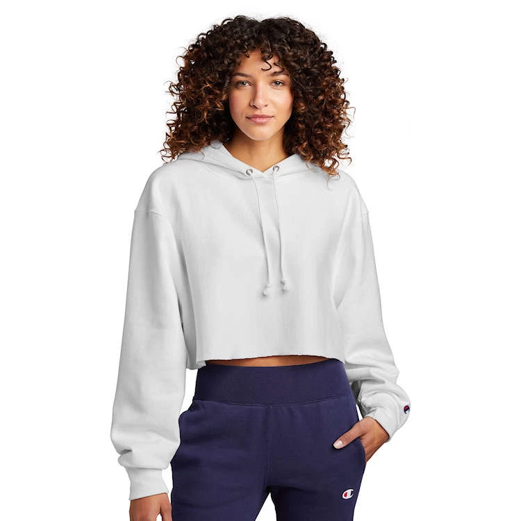 Champion ® Women’s Reverse Weave ® Cropped Cut-Off Hooded Sweatshirt 1 Champion ® Women’s Reverse Weave ® Cropped Cut-Off Hooded Sweatshirt