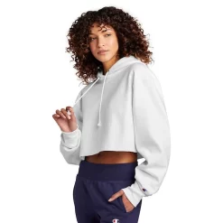 Champion ® Women’s Reverse Weave ® Cropped Cut-Off Hooded Sweatshirt 9 Champion ® Women’s Reverse Weave ® Cropped Cut-Off Hooded Sweatshirt -Outfit Junction Sales Store CHRW01W@3