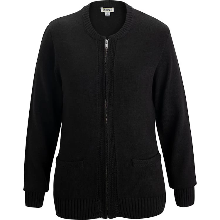 Edwards Jersey Knit Acrylic Full Zip Cardigan 1 Edwards Jersey Knit Acrylic Full Zip Cardigan