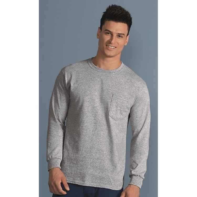 Gildan DryCotton Long Sleeve T-Shirt With Pocket 1 Gildan DryCotton Long Sleeve T-Shirt With Pocket