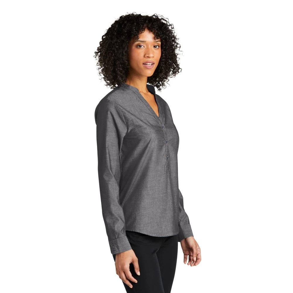 Ladies Long Sleeve Chambray Easy Care Shirt 2 Ladies Long Sleeve Chambray Easy Care Shirt - Image 2